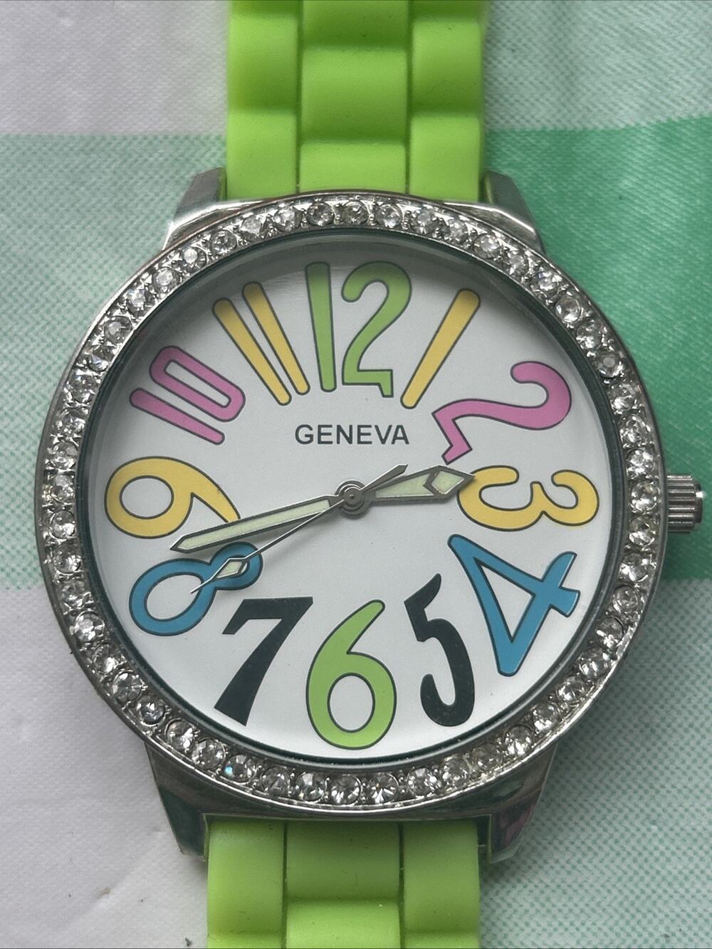 Geneva Multicolored Hour Markers Large Quartz Watch